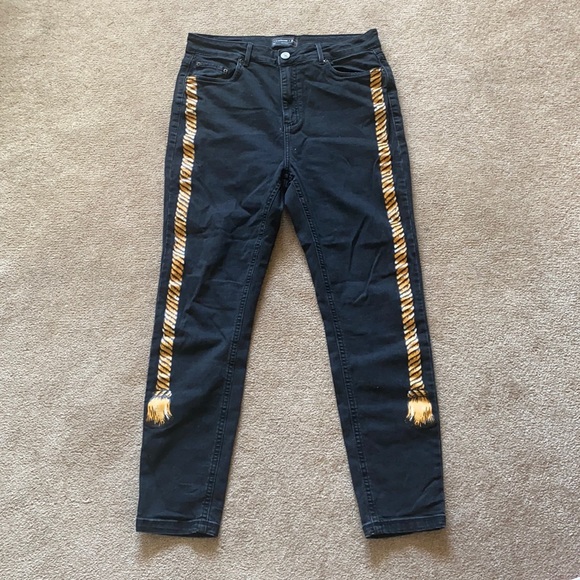 Black High Rise Skinny Jeans with Rope Detail - Picture 2 of 10